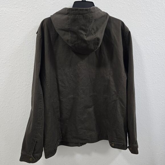 Whattry Men’s Utility Jacket XL Brown Hooded Military Field Coat Cargo Casual - Picture 9 of 16